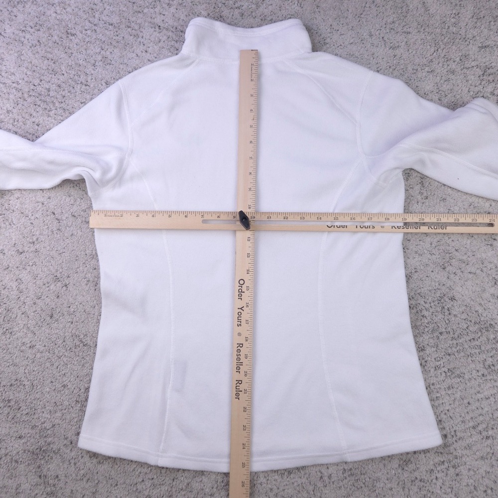 The North Face Sweater Womens Medium Fleece Pullover Quarter Zip White Gray Logo - Picture 7 of 9
